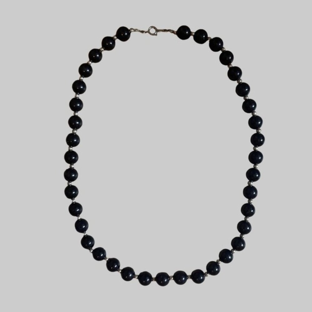 Classic Black & Silver tone Beaded Necklace